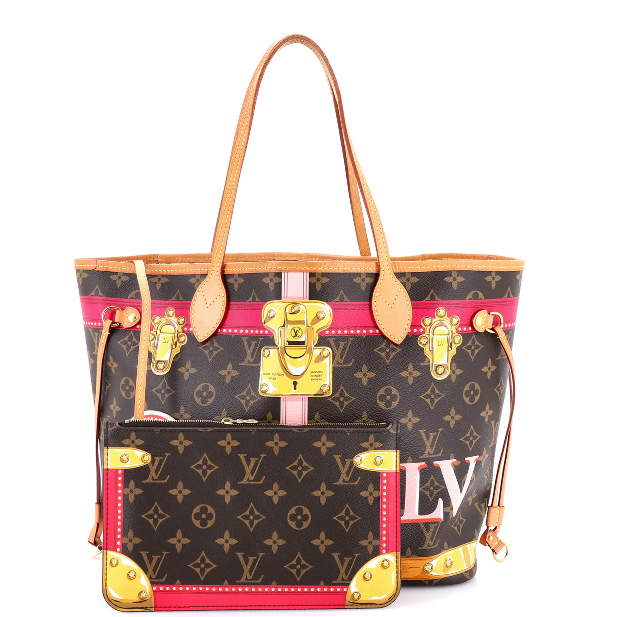 Neverfull NM Tote Limited Edition Summer Trunks Monogram Canvas MM - Deep Luxury