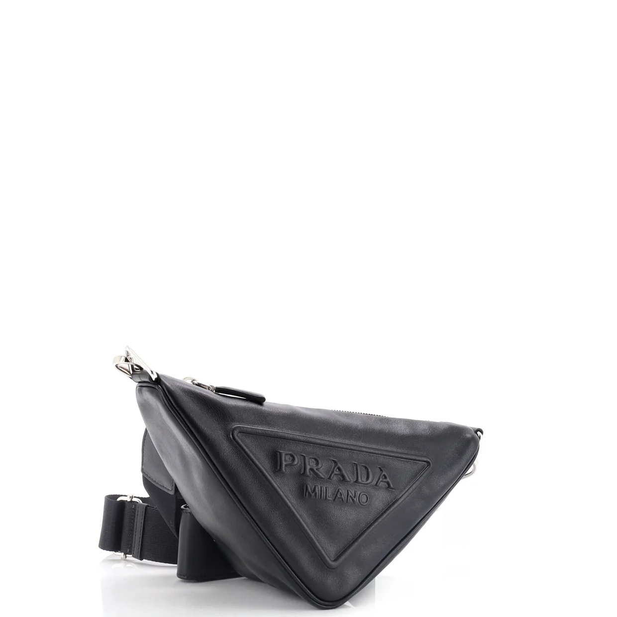 Triangle Logo Zip Crossbody Bag Leather Small - Deep Luxury