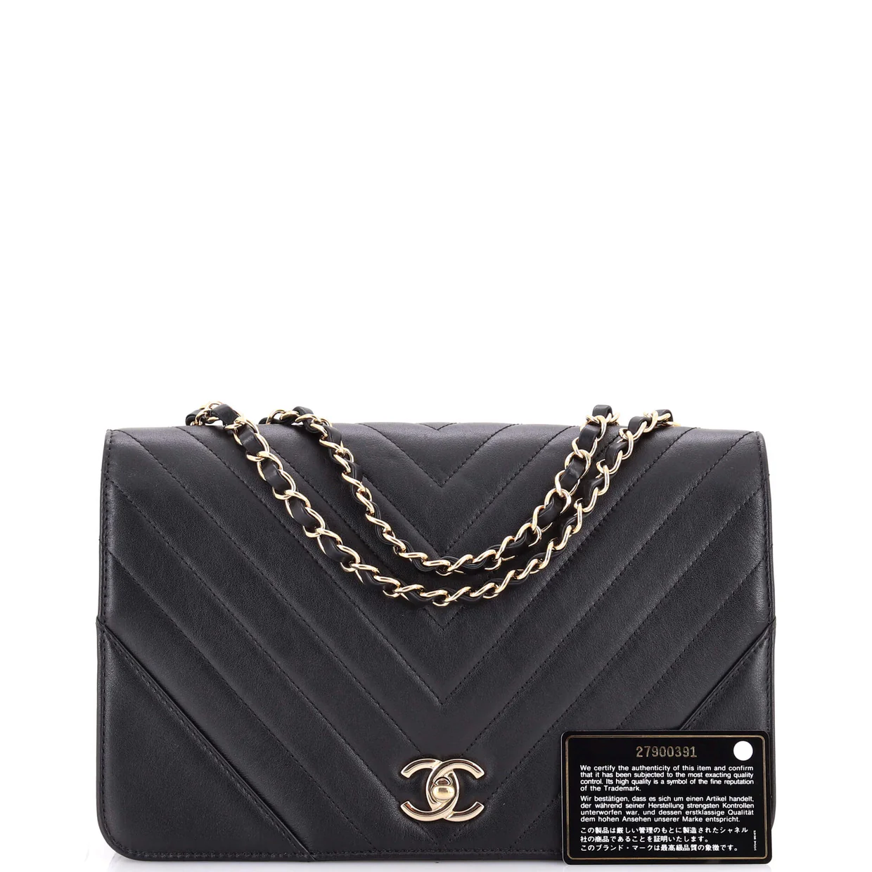 Statement Flap Bag Chevron Calfskin Medium - Deep Luxury