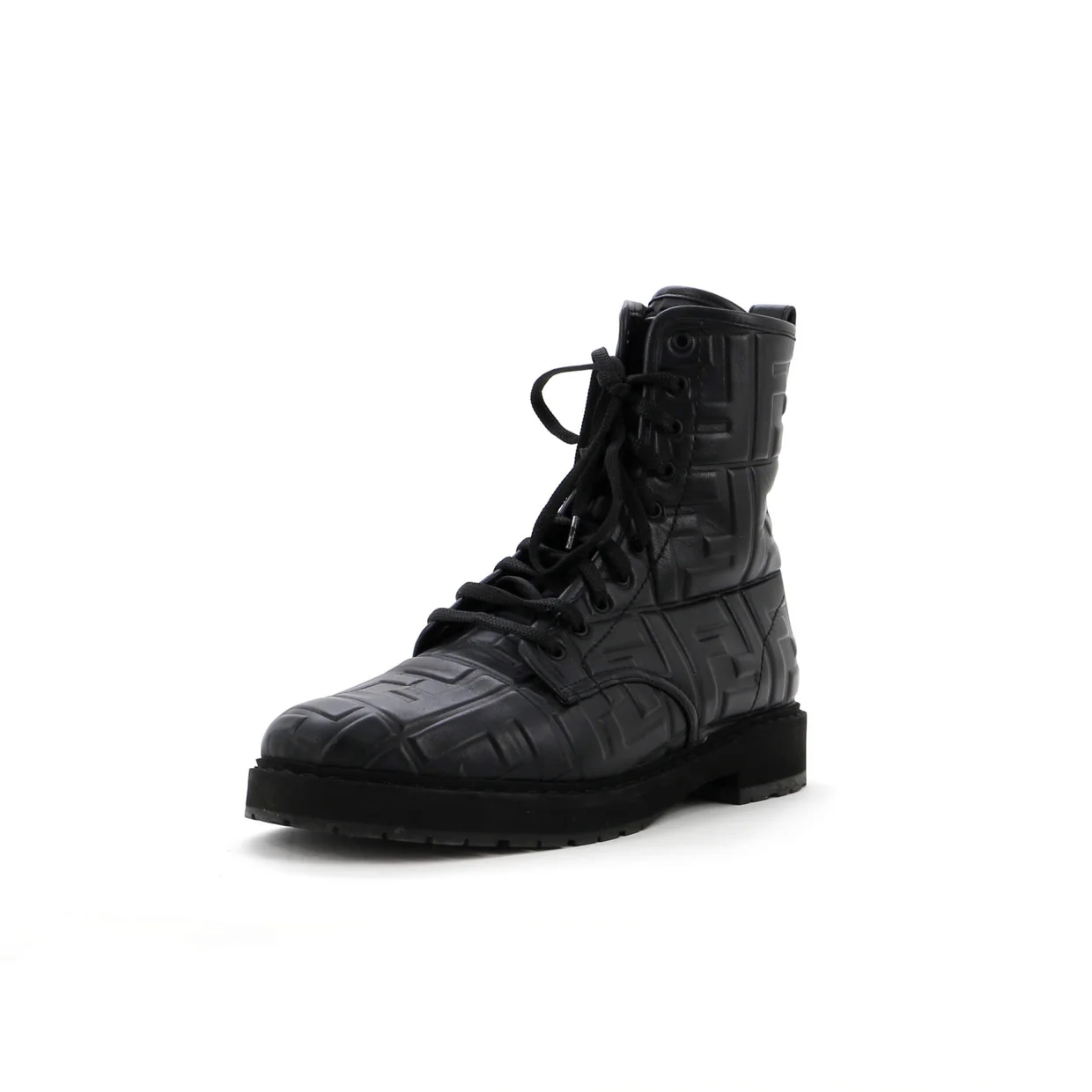 Women's Combat Boots Zucca Embossed Leather - Deep Luxury