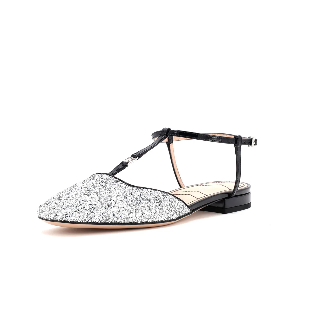 Women's GG Slingback Flats Glitter and Patent - Deep Luxury