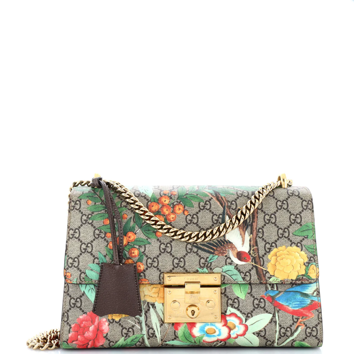 Padlock Shoulder Bag Tian Print GG Coated Canvas Medium - Deep Luxury