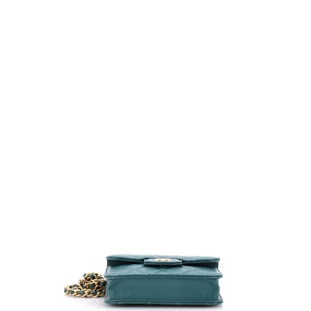 Top Handle Flap Coin Purse with Chain Quilted Lambskin - Deep Luxury