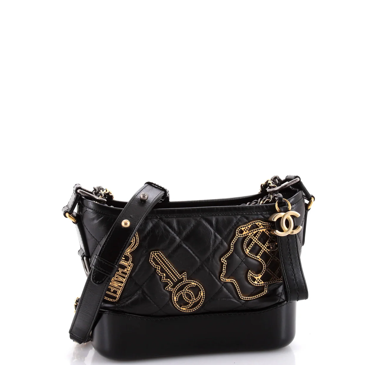 Gabrielle Hobo Embellished Quilted Aged Calfskin Small - Deep Luxury