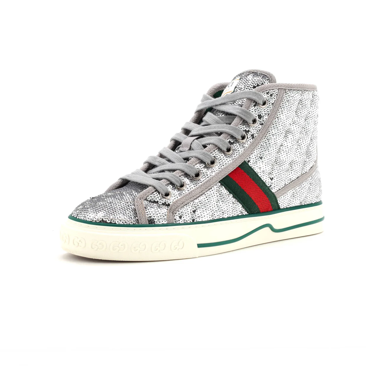 Women's Tennis 1977 High-Top Sneakers Diagonal Quilted Sequins - Deep Luxury