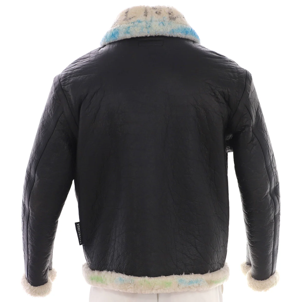 Graffiti Zip Jacket Leather and Shearling - Deep Luxury