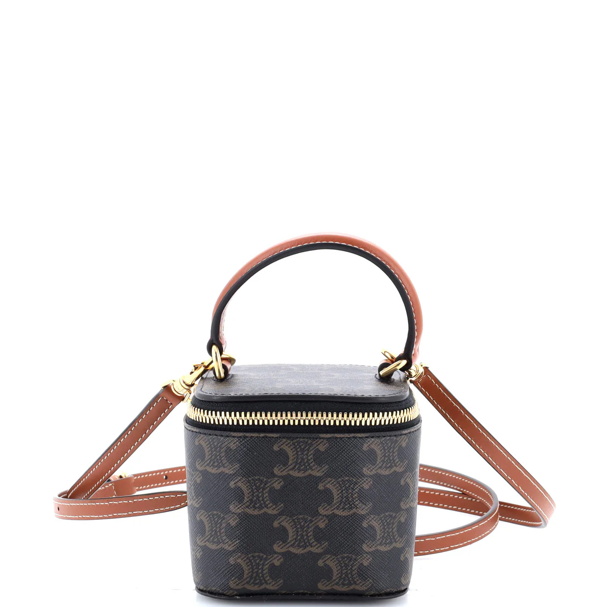 Top Handle Square Vanity Case Triomphe Coated Canvas Mini - Deep Luxury