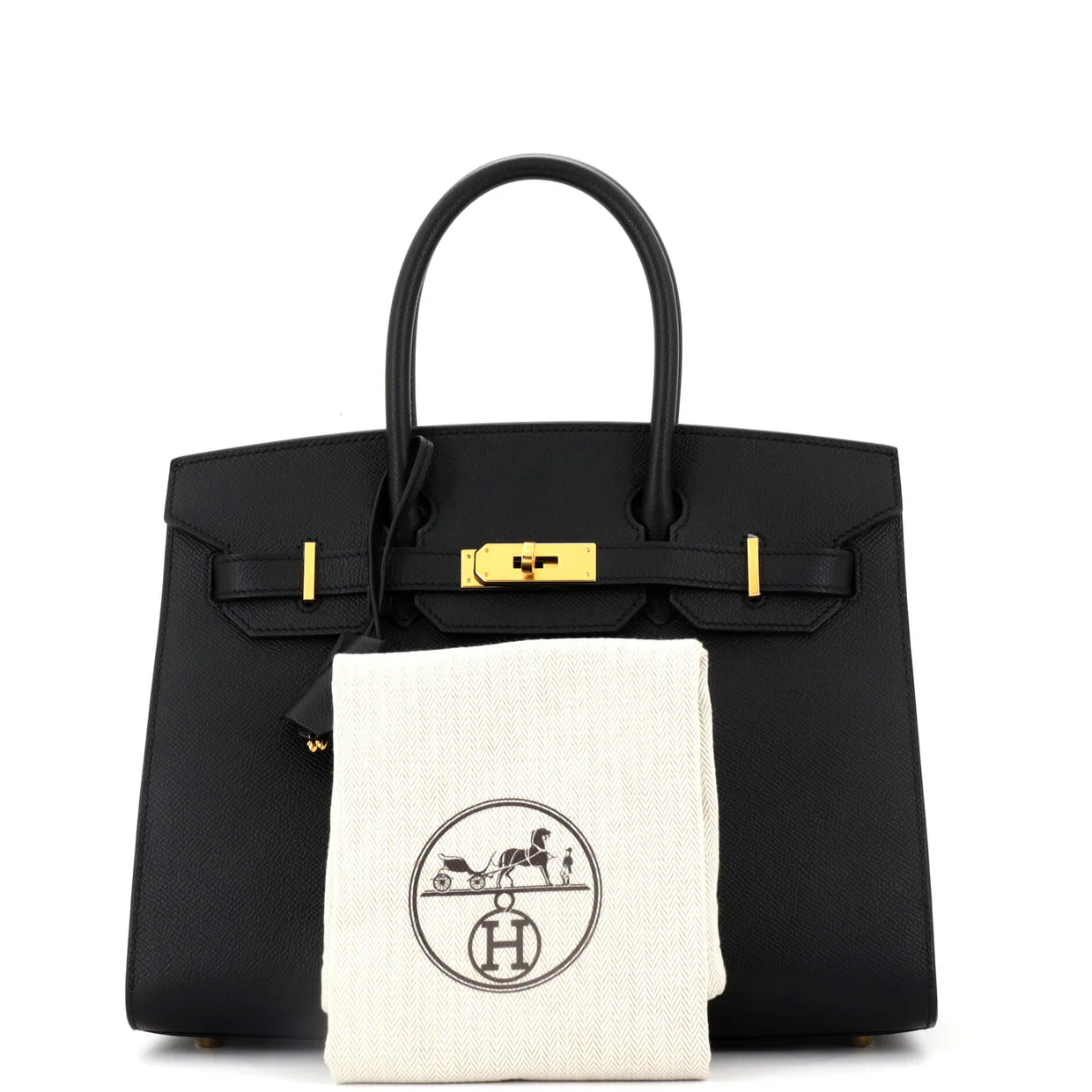 Birkin Sellier Bag Noir Epsom with Gold Hardware 30 - Deep Luxury