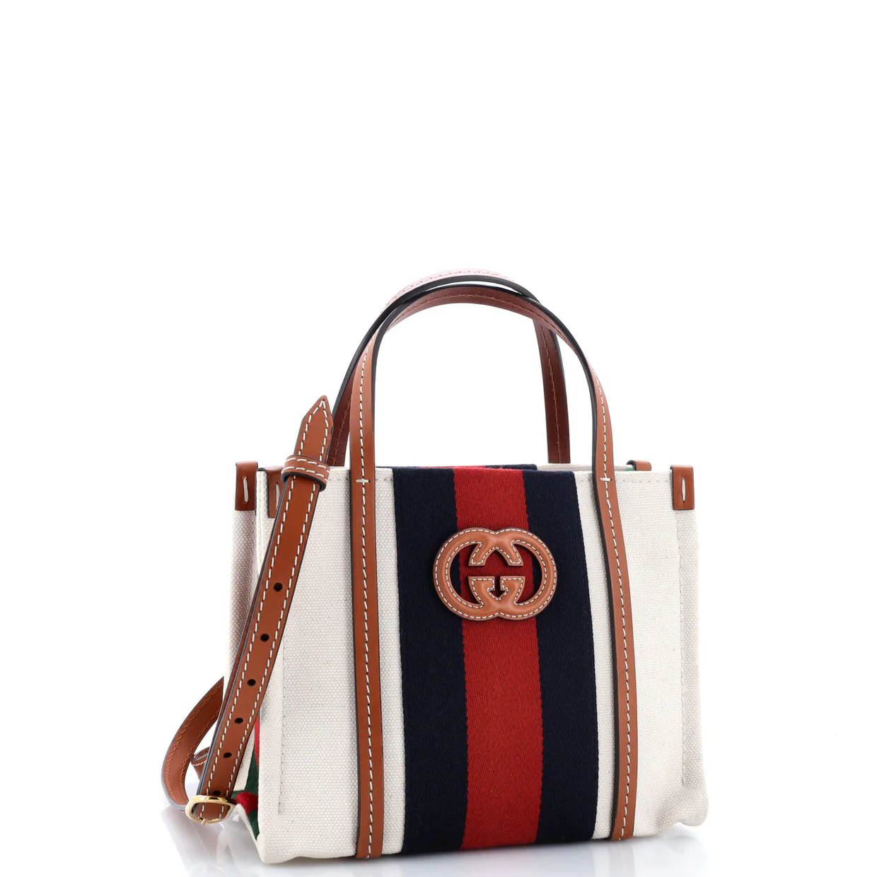 Interlocking G Web Tote Canvas Small - Deep Luxury