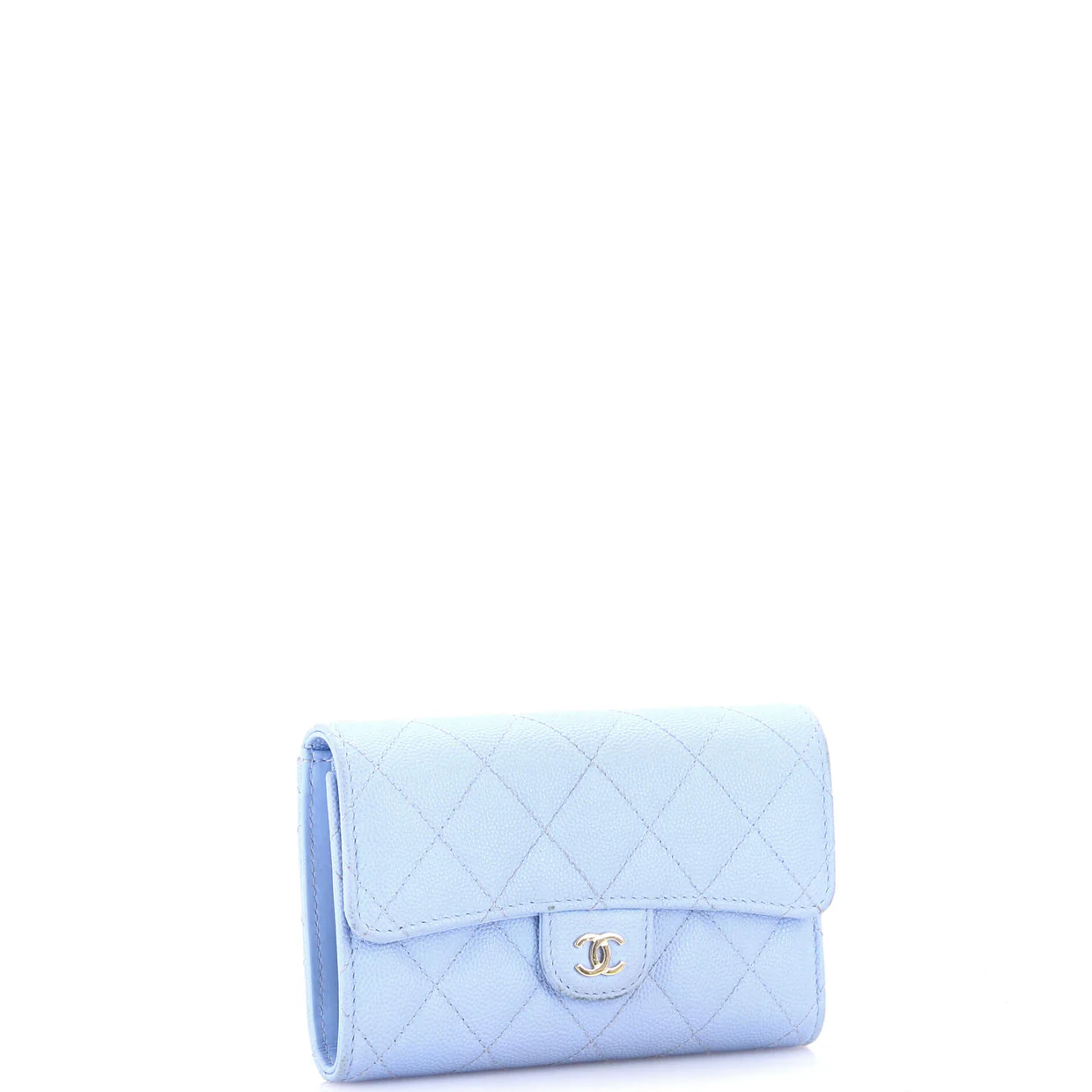 Trifold Classic Flap Wallet Quilted Caviar Medium - Deep Luxury