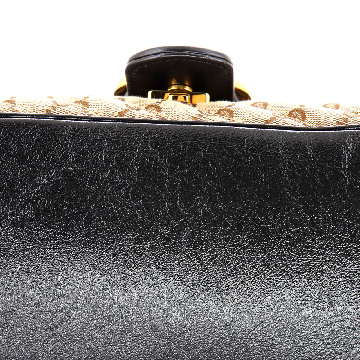 GG Marmont Top Handle Flap Bag Diagonal Quilted GG Canvas with Leather Small - Deep Luxury