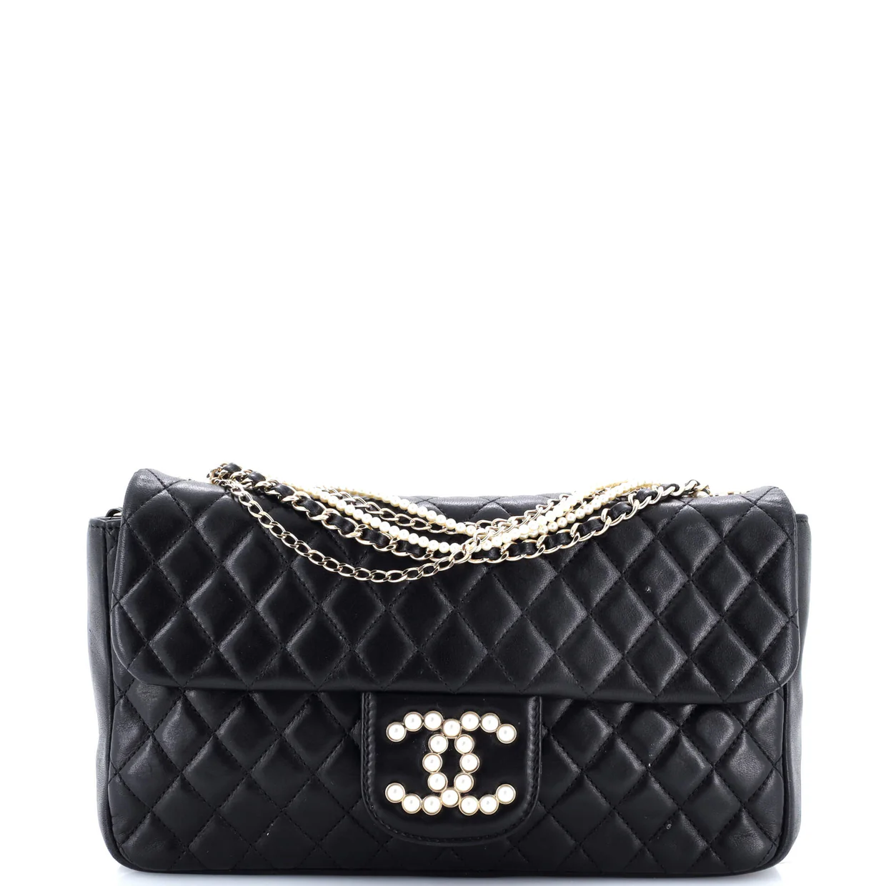 Westminster Pearl Chain Flap Bag Quilted Lambskin Medium - Deep Luxury