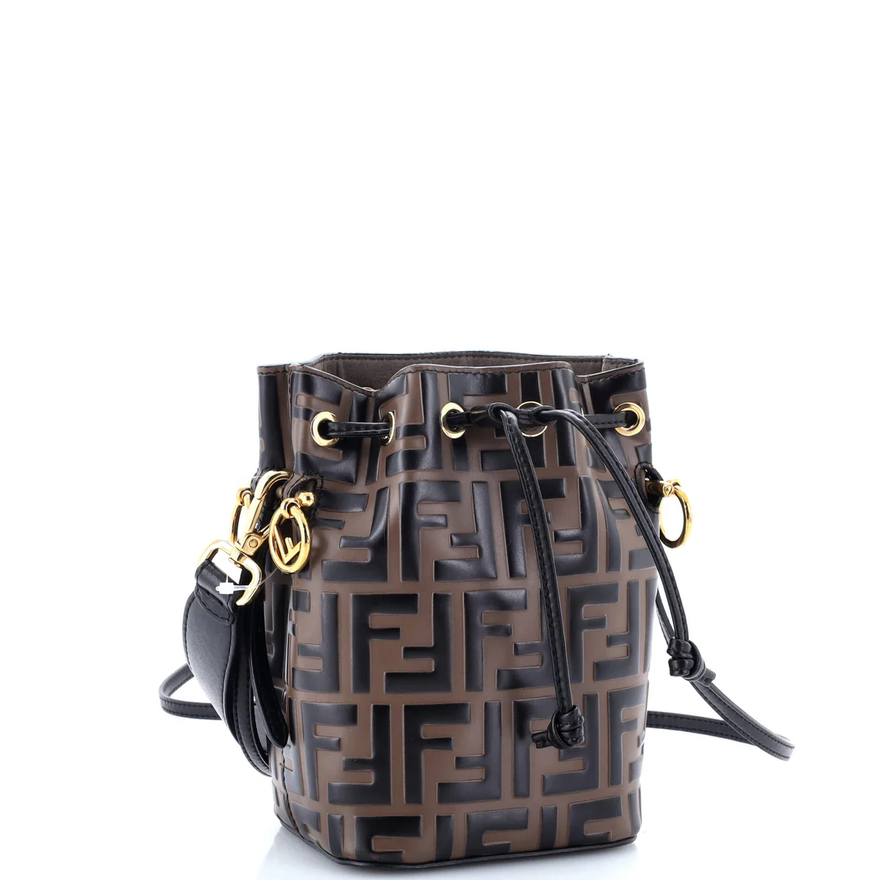 Mon Tresor Bucket Bag Zucca Embossed Leather Mini - Deep Luxury