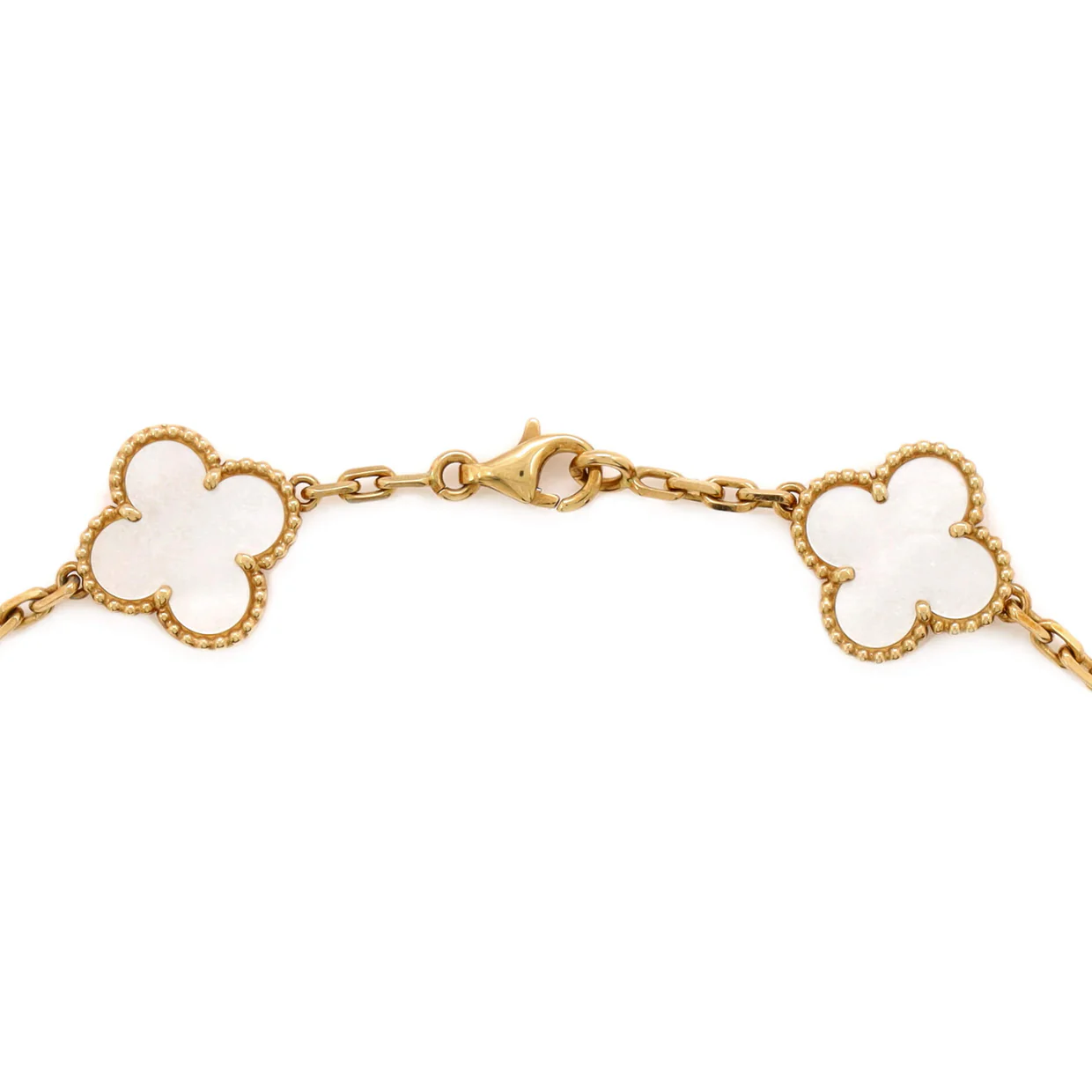 Vintage Alhambra 10 Motifs Necklace 18K Yellow Gold and Mother of Pearl - Deep Luxury