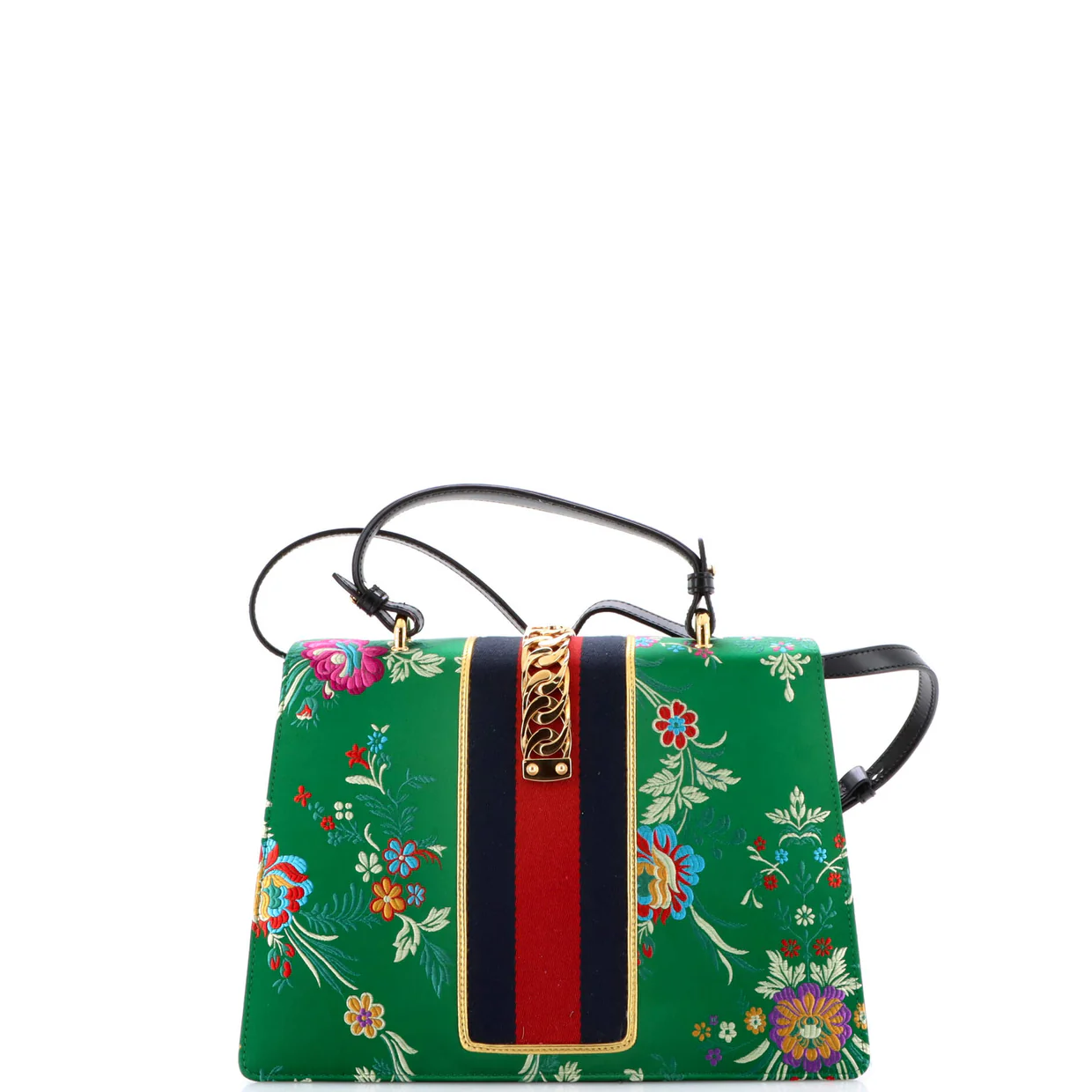 Sylvie Top Handle Bag Floral Jacquard Medium - Deep Luxury