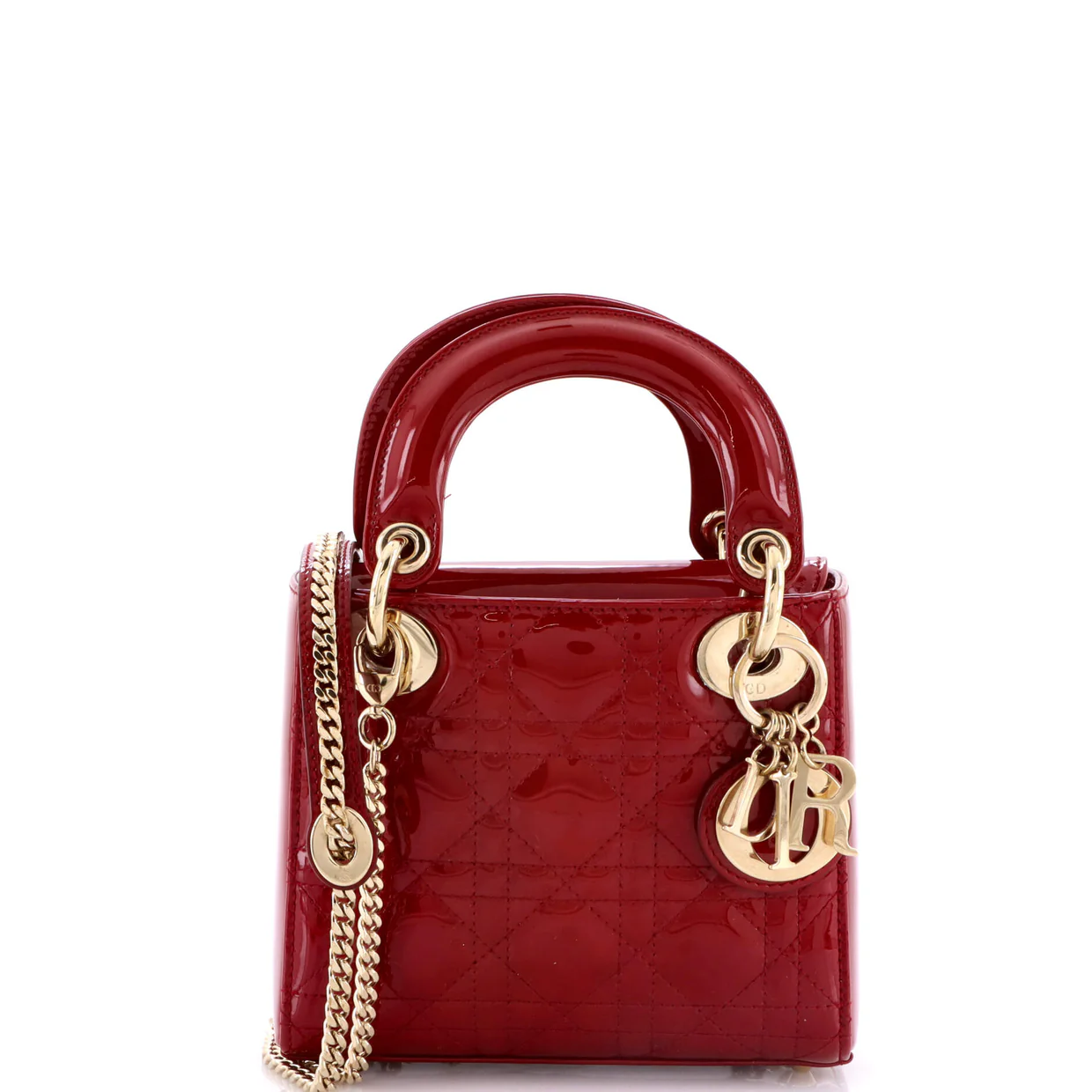 Lady Dior Chain Bag Cannage Quilt Patent Mini - Deep Luxury