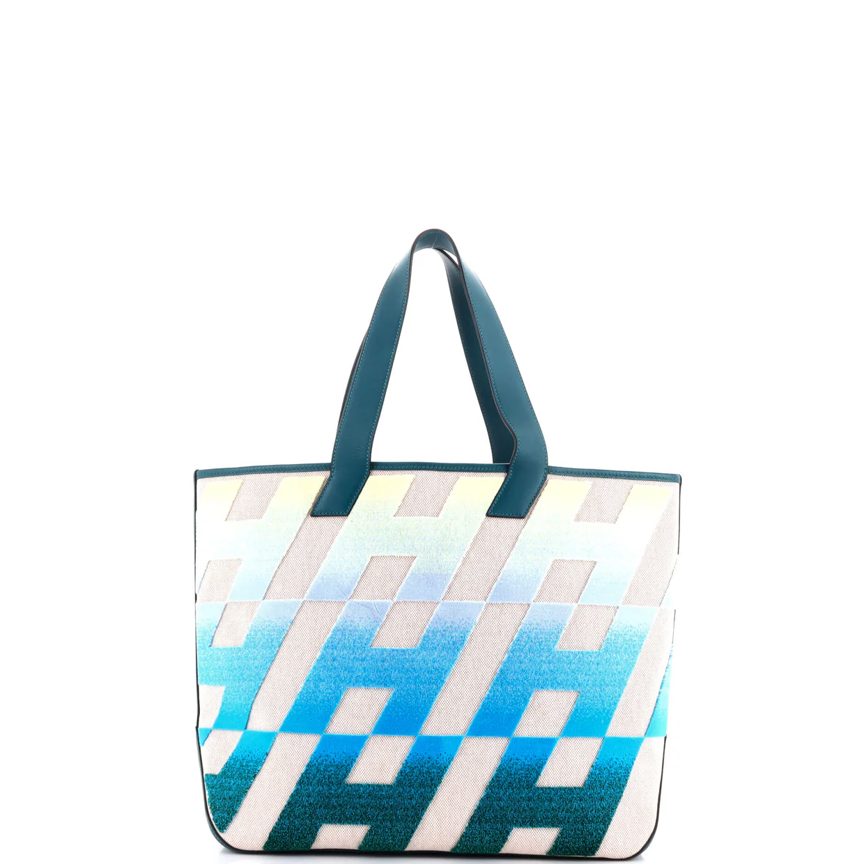 Cabas H en Biais Tote Tufted Motif Canvas with Leather 40 - Deep Luxury