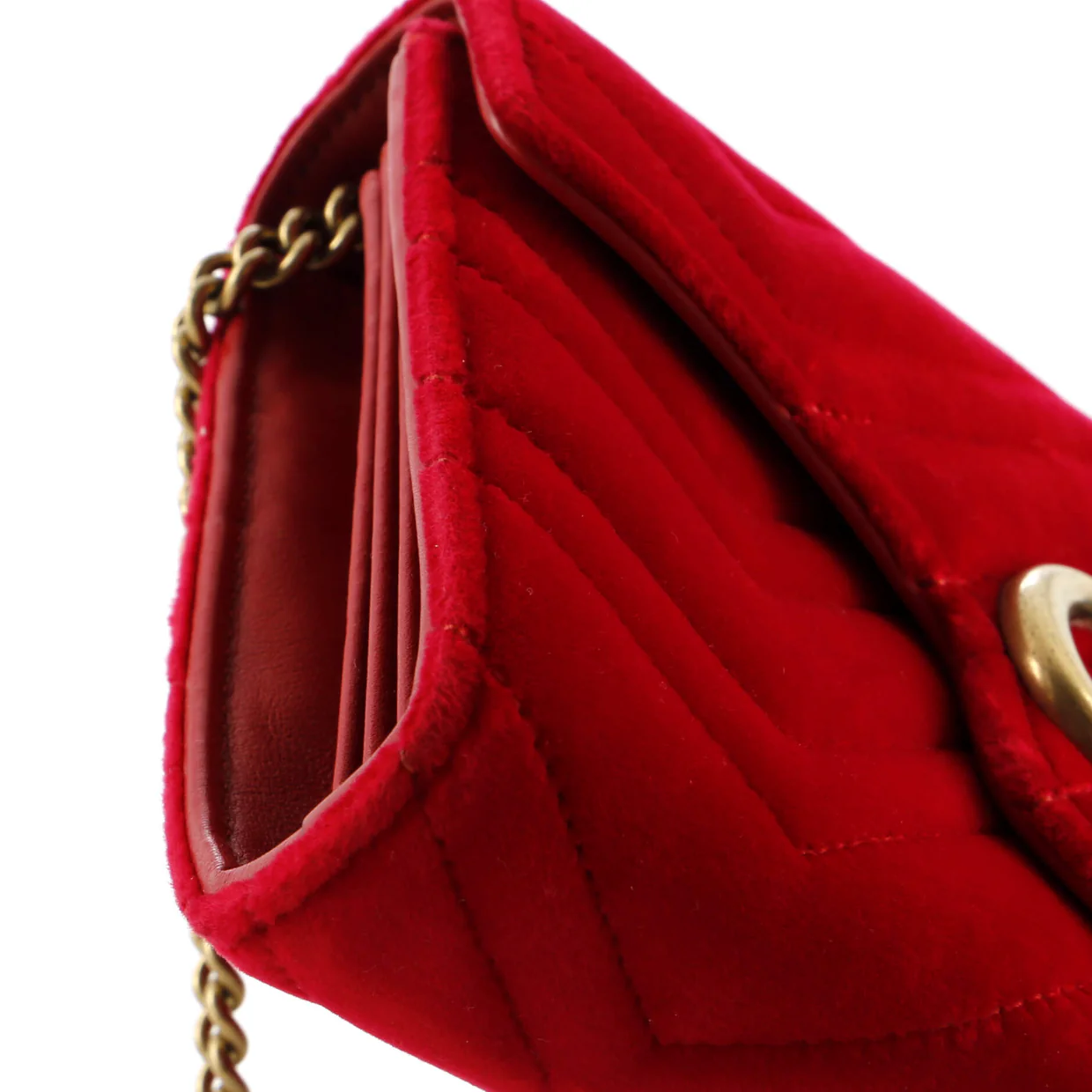 GG Marmont Chain Wallet Matelasse Velvet Mini - Deep Luxury