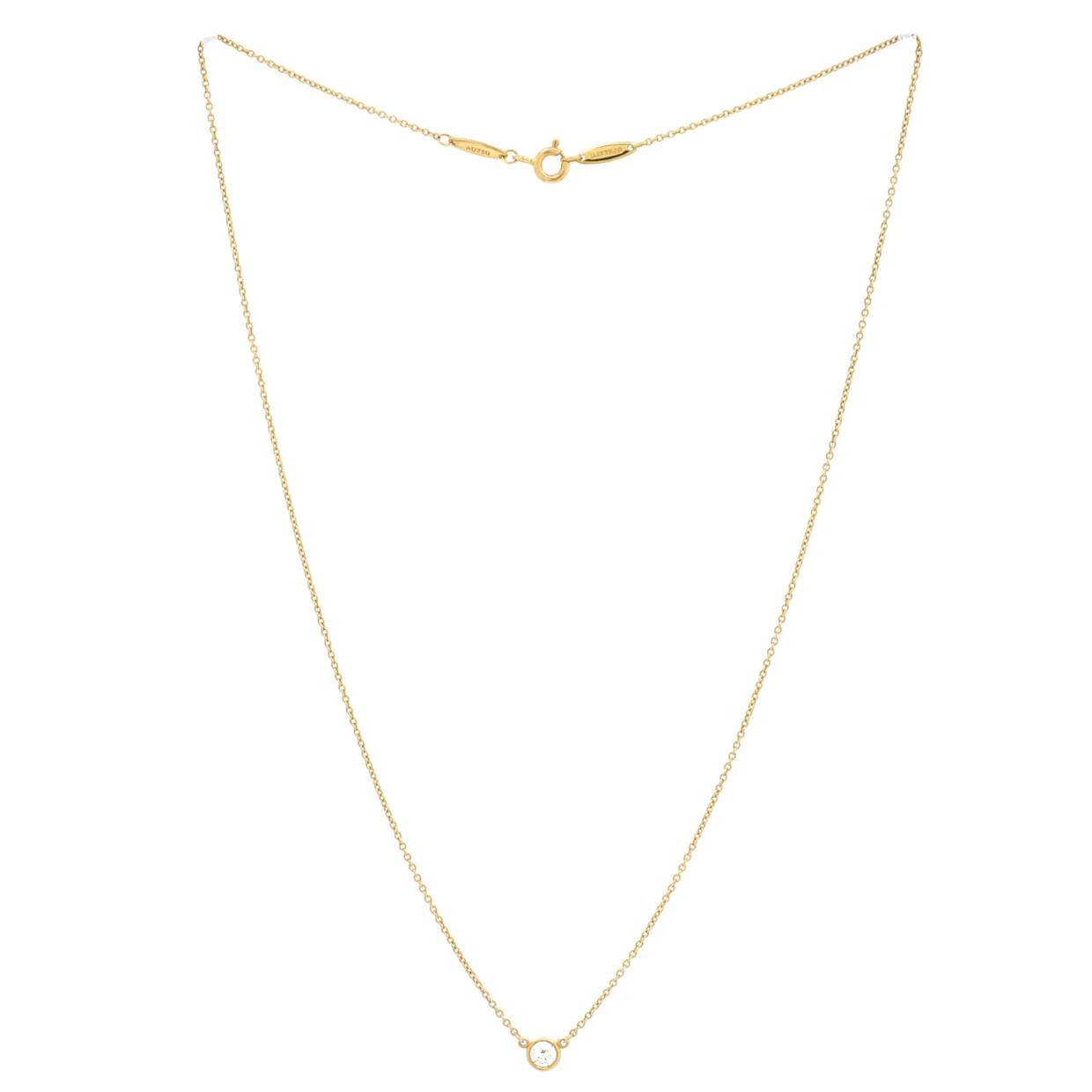 Elsa Peretti Diamonds By The Yard Pendant Necklace 18K Yellow Gold and Diamond 0.10-0.19CT - Deep Luxury