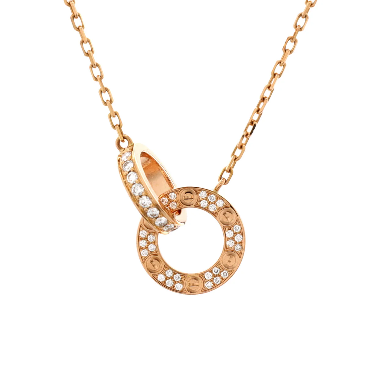 Love Interlocking Pave Necklace 18K Rose Gold and Diamonds - Deep Luxury