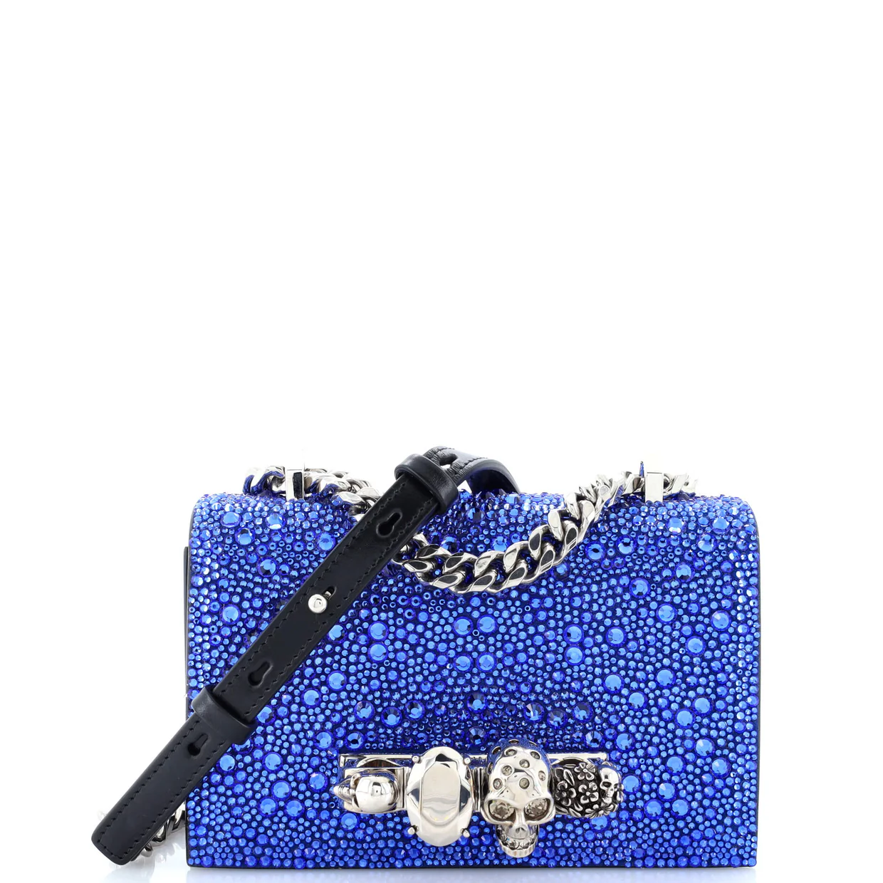 Jewelled Flap Satchel Crystal Embellished Studded Leather Mini - Deep Luxury