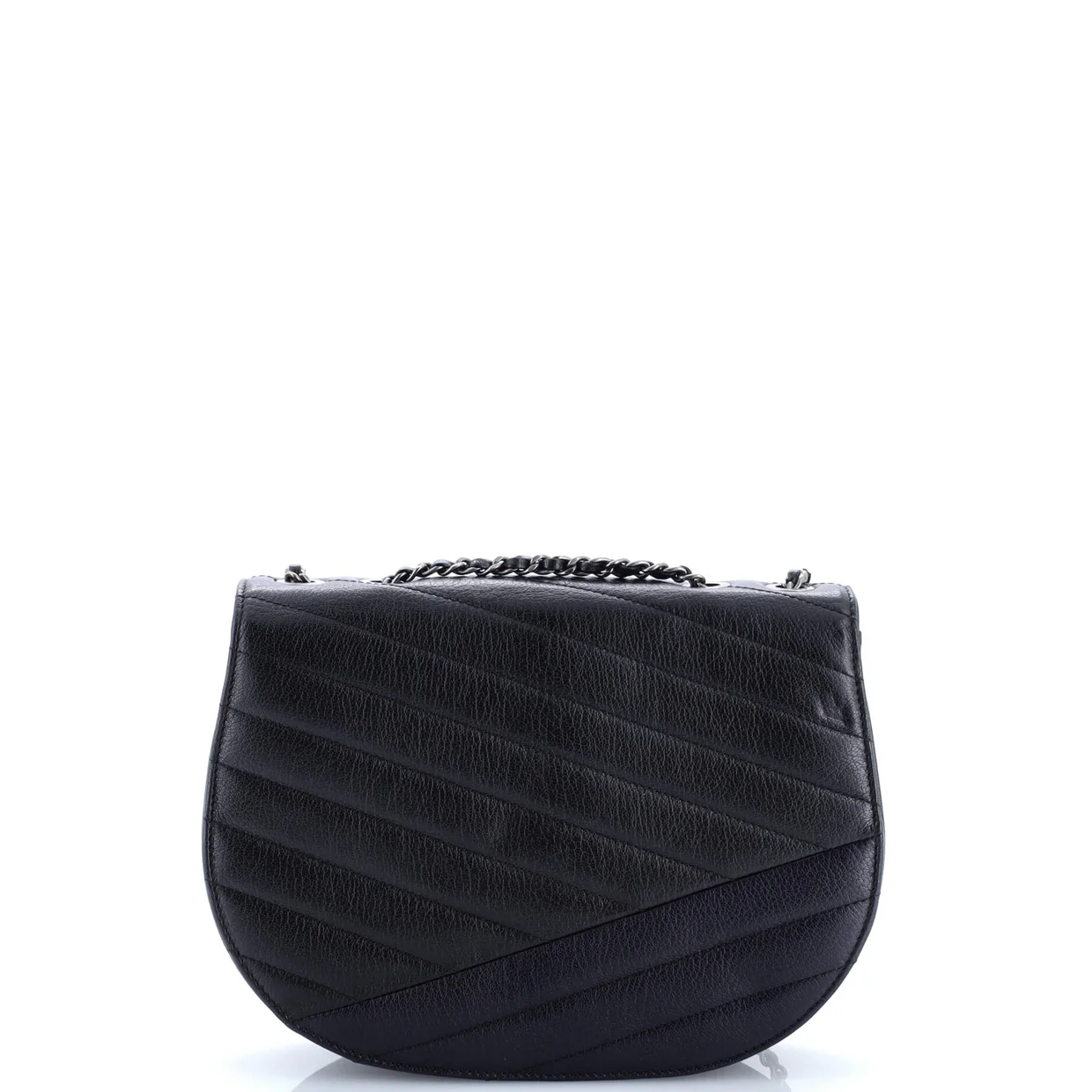 Gabrielle Saddle Crossbody Bag Chevron Goatskin Small - Deep Luxury