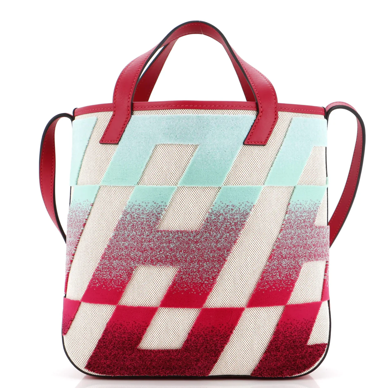 Cabas H en Biais Tote Tufted Motif Canvas with Leather 27 - Deep Luxury