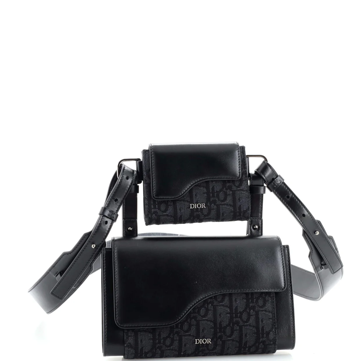 Elite Shoulder Pouch Oblique Canvas and Calfskin - Deep Luxury