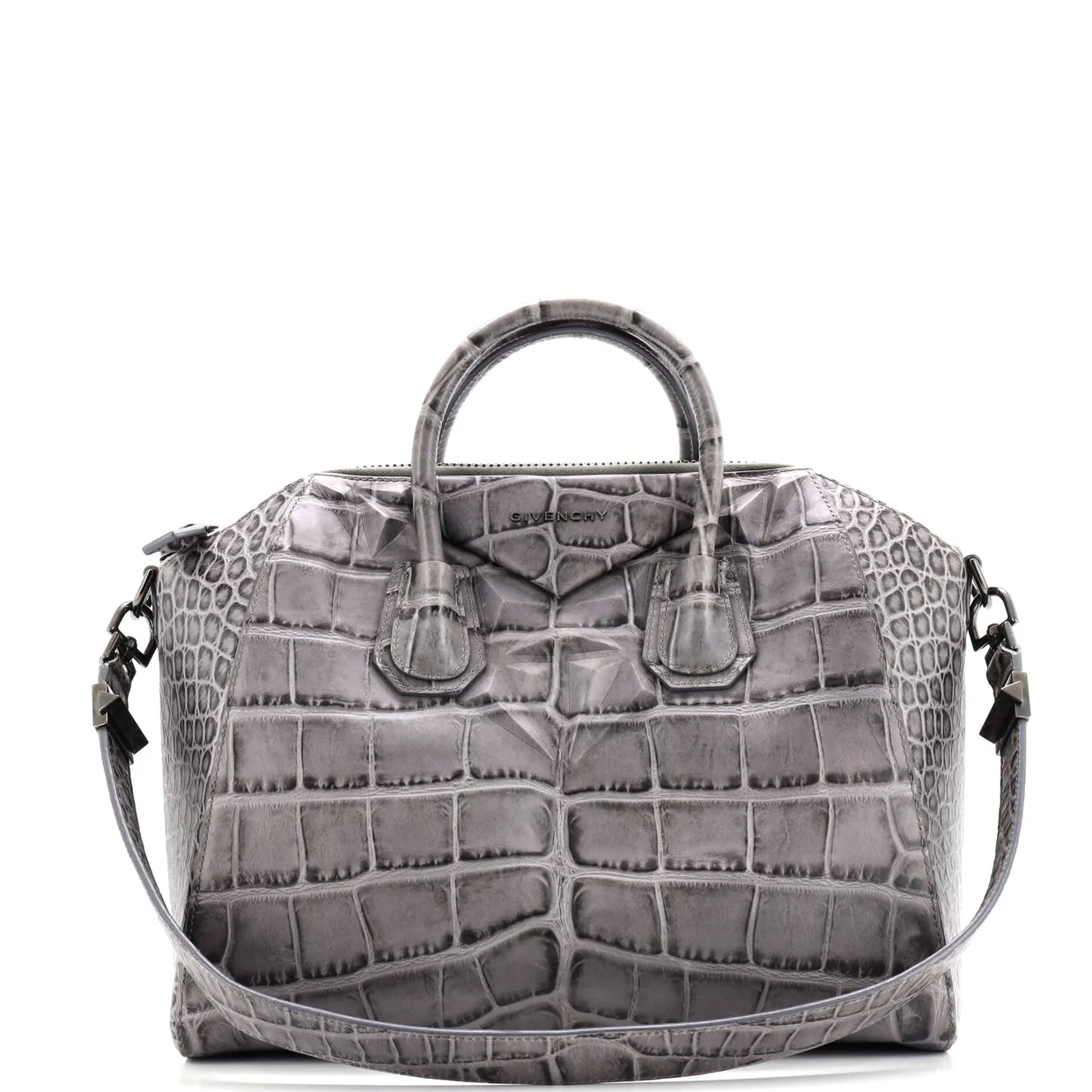 Antigona Bag Crocodile Embossed Leather Medium - Deep Luxury