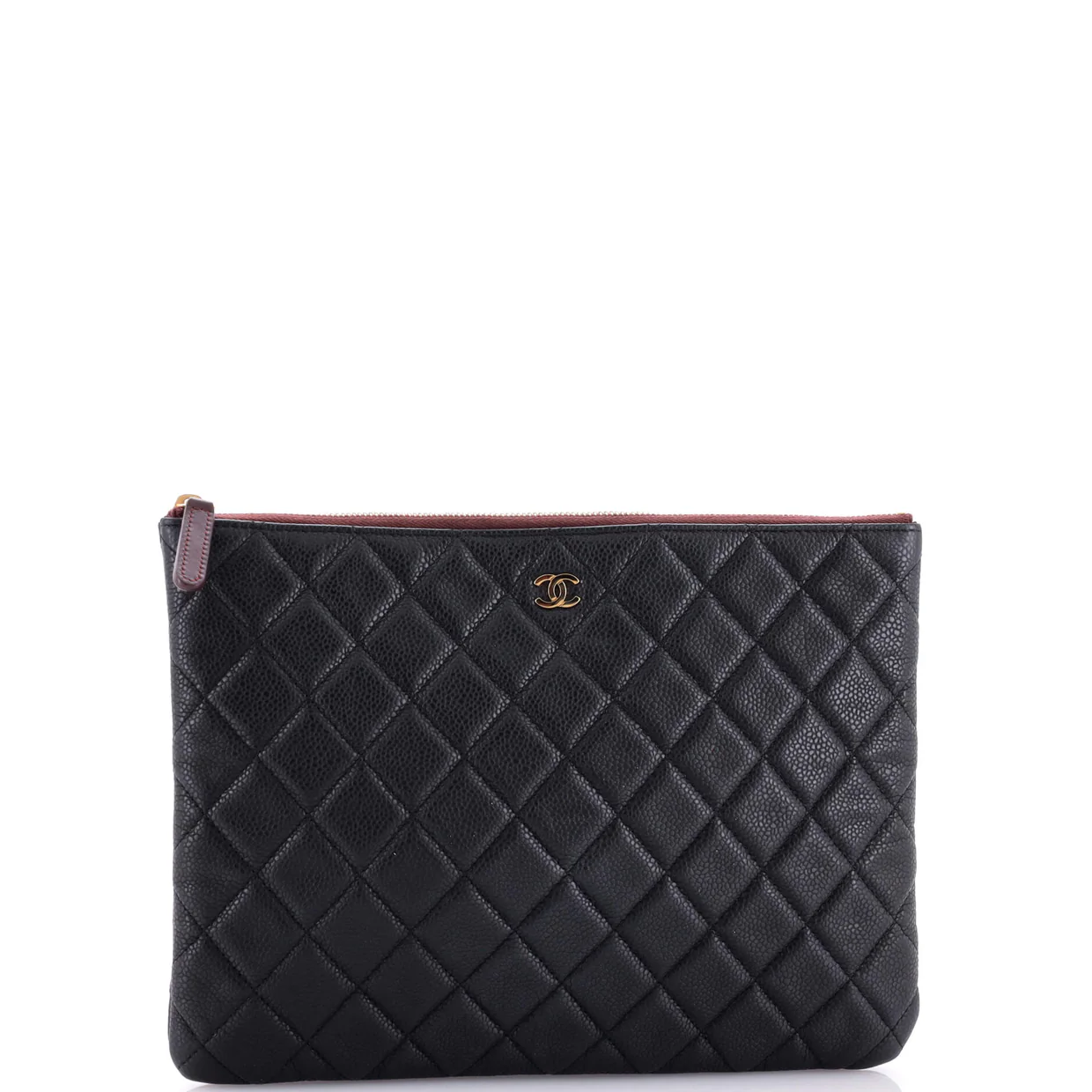O Case Clutch Quilted Caviar Medium - Deep Luxury