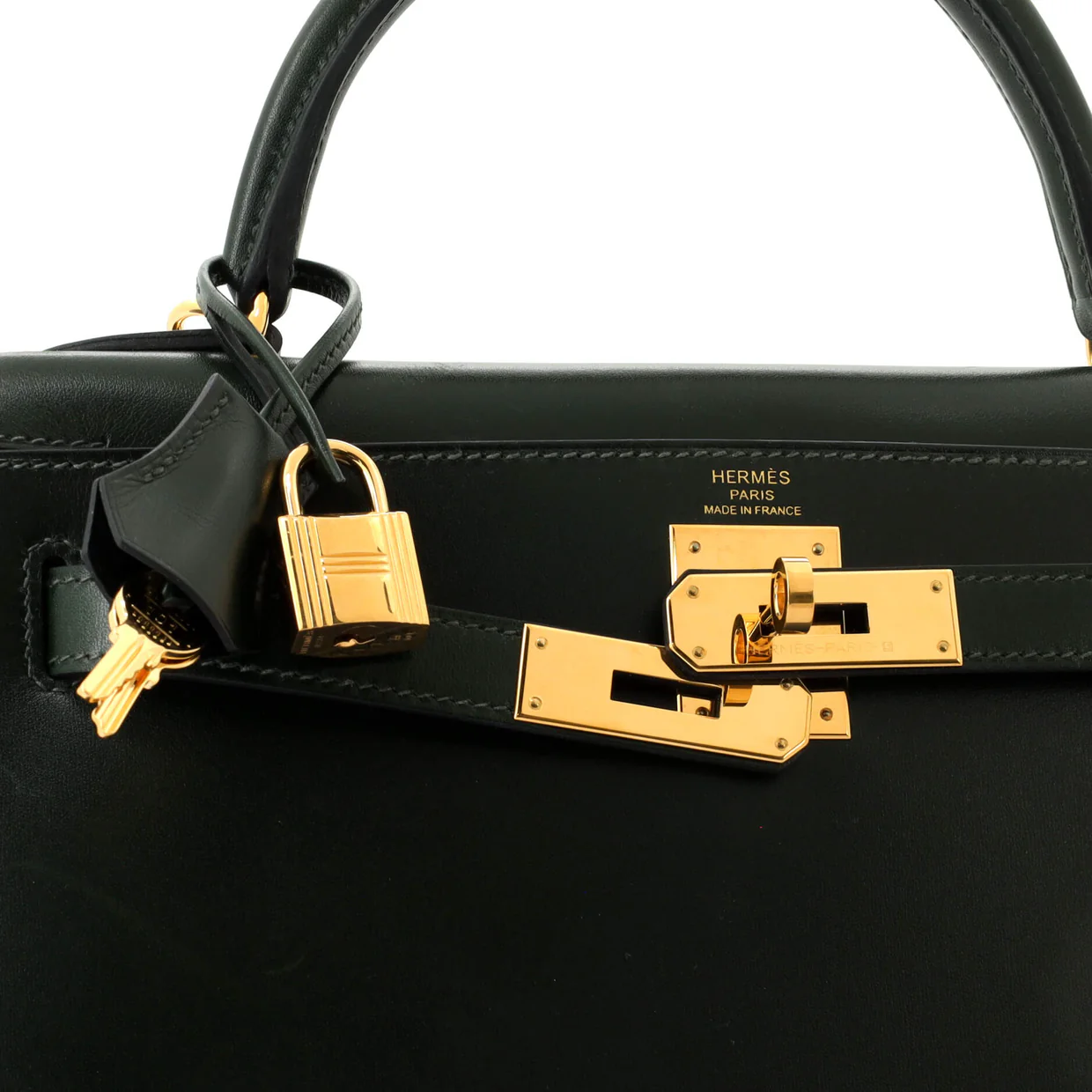 Kelly Handbag Vert Foncé Box Calf with Gold Hardware 28 - Deep Luxury