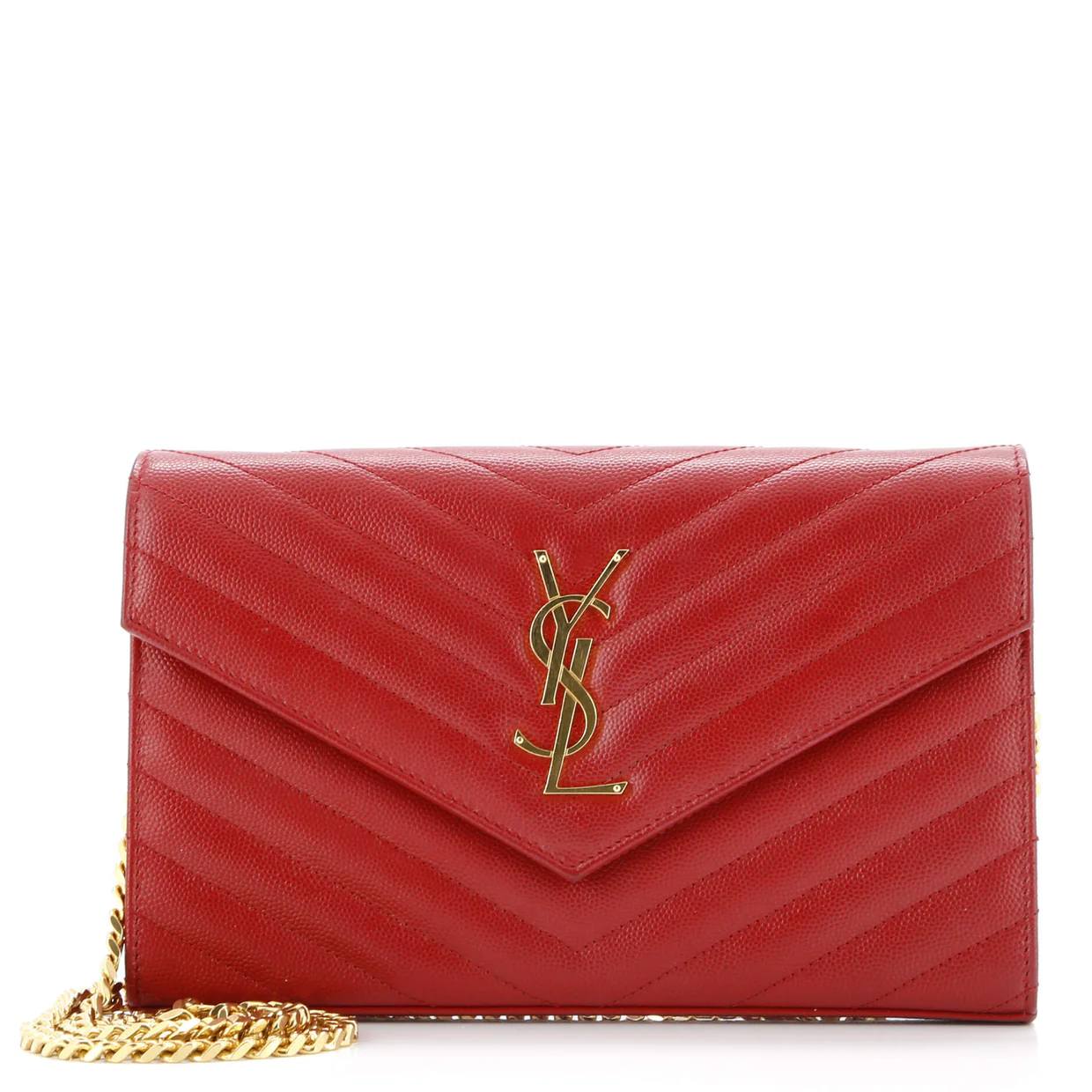 Classic Monogram Wallet on Chain Matelasse Chevron Leather Medium - Deep Luxury