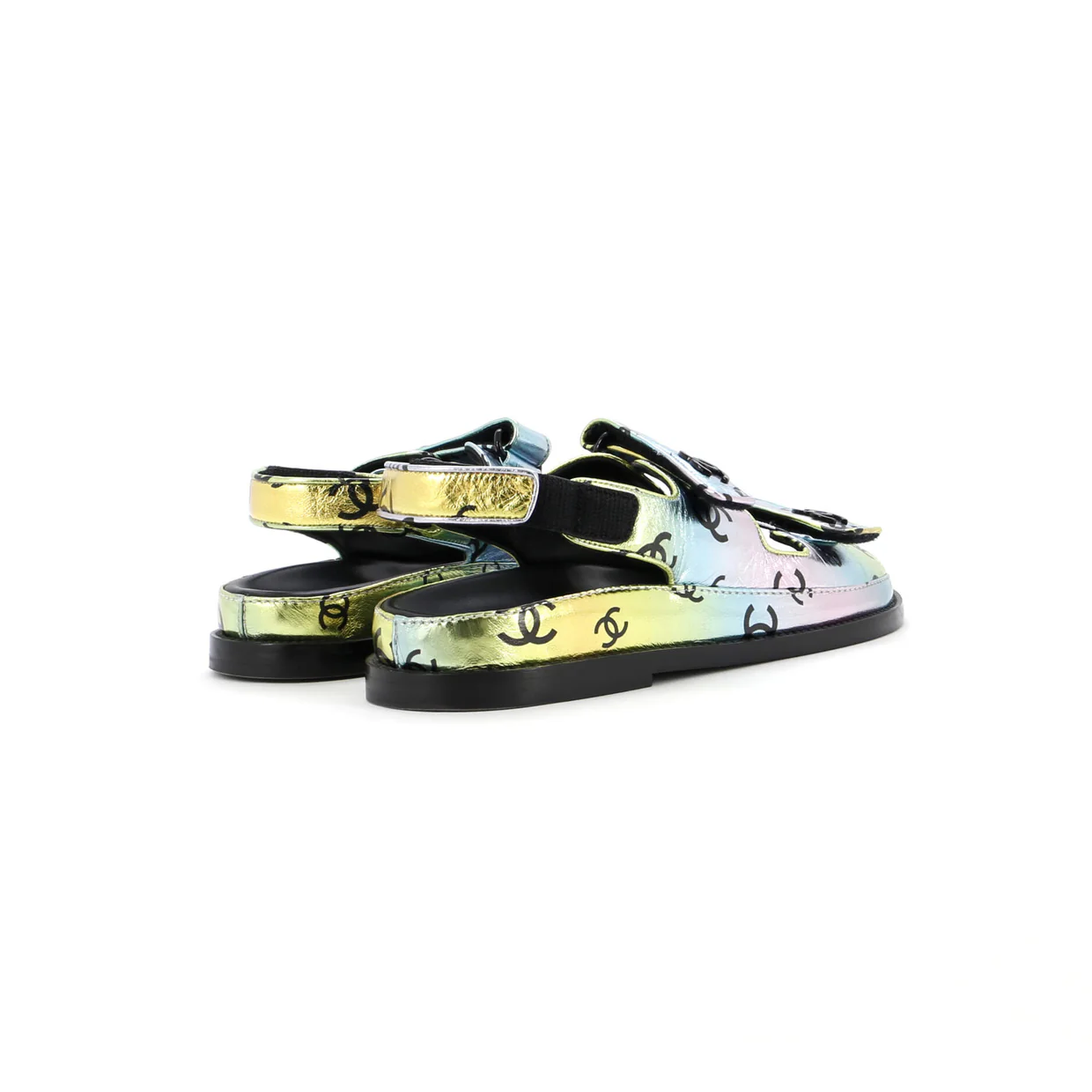 Women's Velcro Dad Sandals Printed Laminated Leather - Deep Luxury
