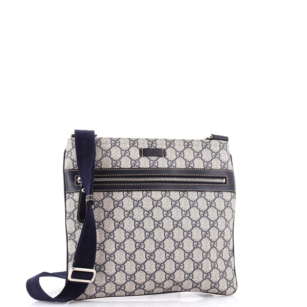 Front Zip Flat Messenger Bag GG Coated Canvas Medium - Deep Luxury