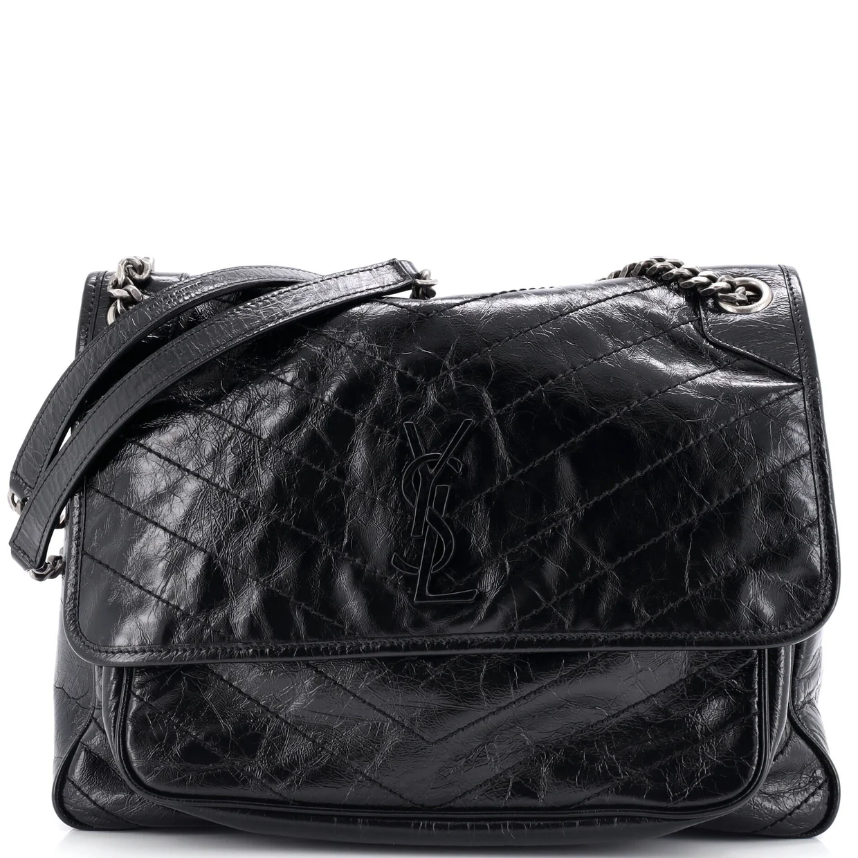 Niki Chain Flap Bag Matelasse Chevron Leather Large - Deep Luxury