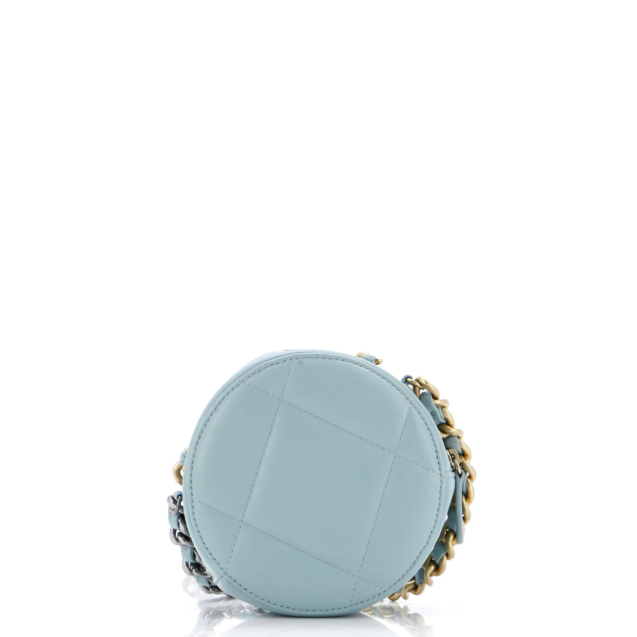 19 Round Clutch with Chain Quilted Leather - Deep Luxury