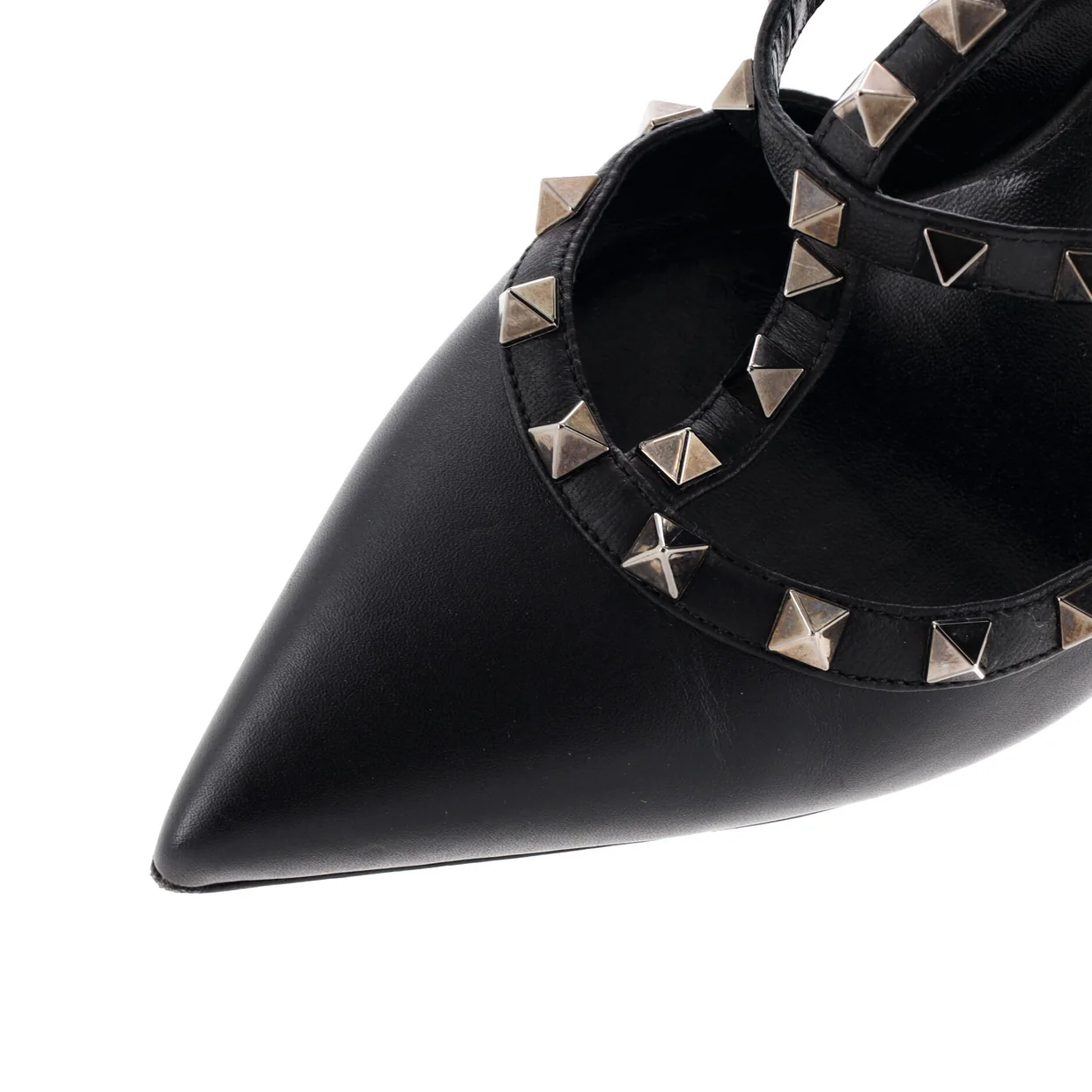 Women's Rockstud Ankle Strap Pumps Leather 100 - Deep Luxury