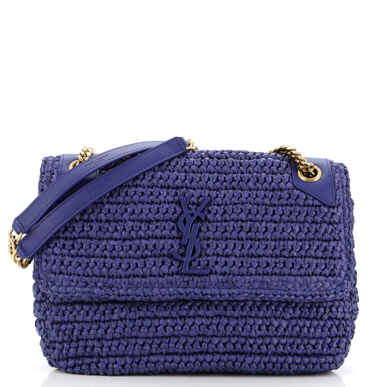 Niki Chain Flap Bag Raffia Medium - Deep Luxury