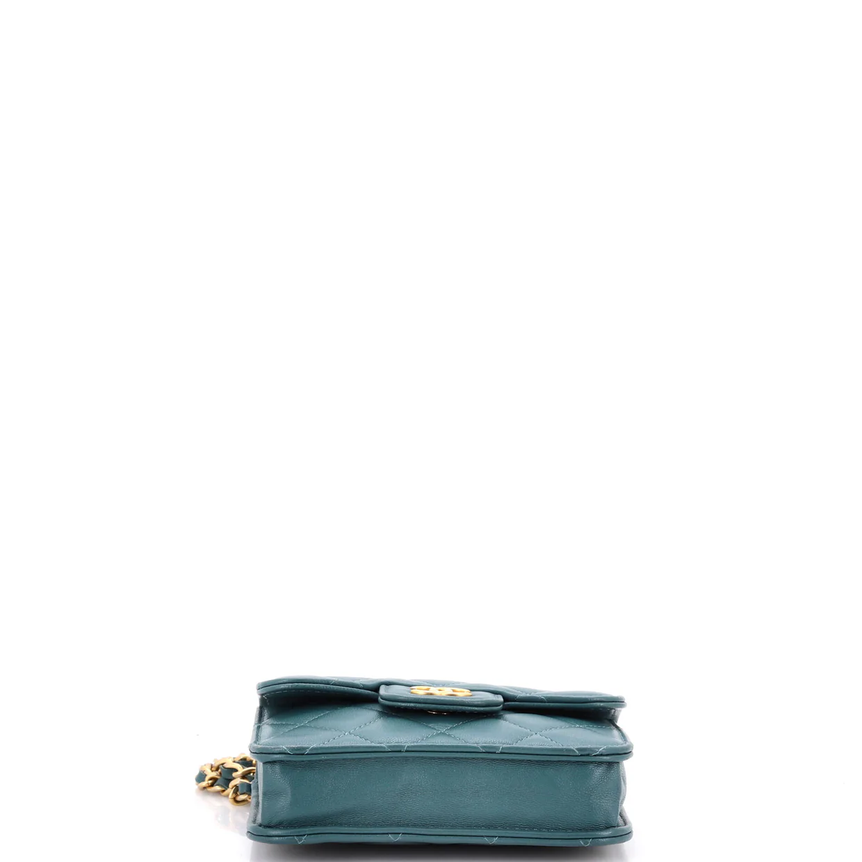 Top Handle Flap Coin Purse with Chain Quilted Lambskin - Deep Luxury