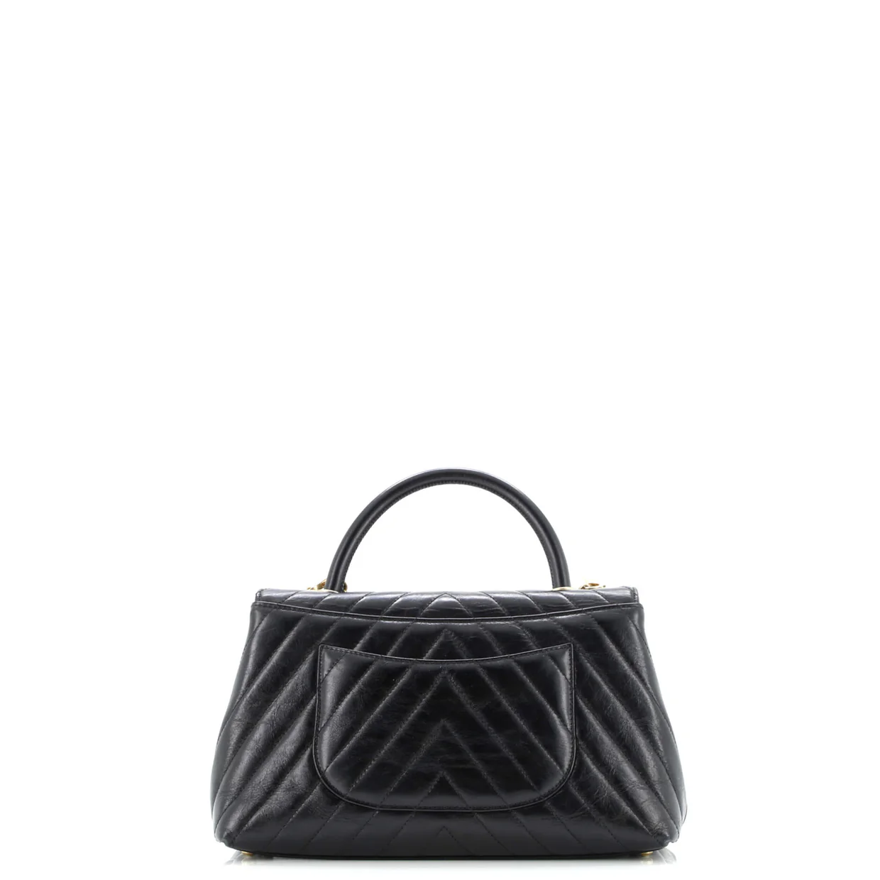 Coco Top Handle Bag Chevron Calfskin Small - Deep Luxury