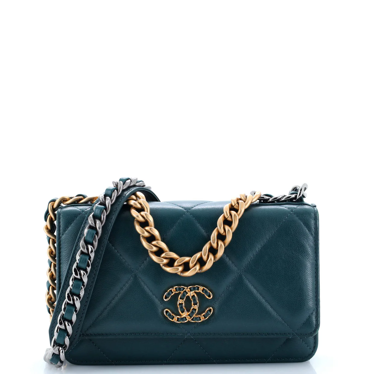 19 Wallet on Chain Quilted Goatskin - Deep Luxury
