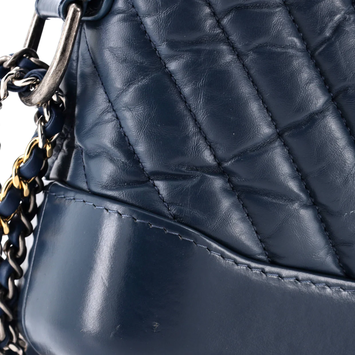 Gabrielle Hobo Chevron Aged Calfskin Small - Deep Luxury