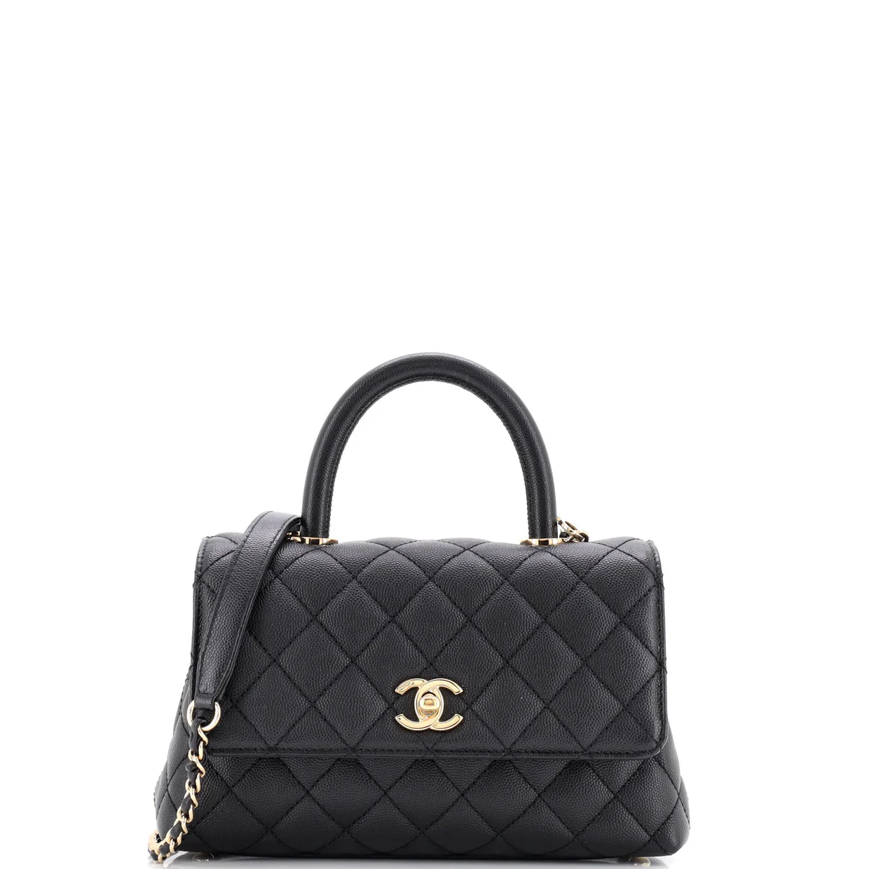 Coco Top Handle Bag Quilted Caviar Mini - Deep Luxury