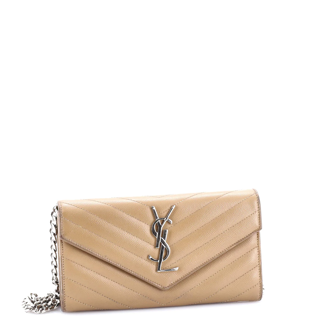 Classic Monogram Short Chain Wallet Matelasse Chevron Leather Long - Deep Luxury
