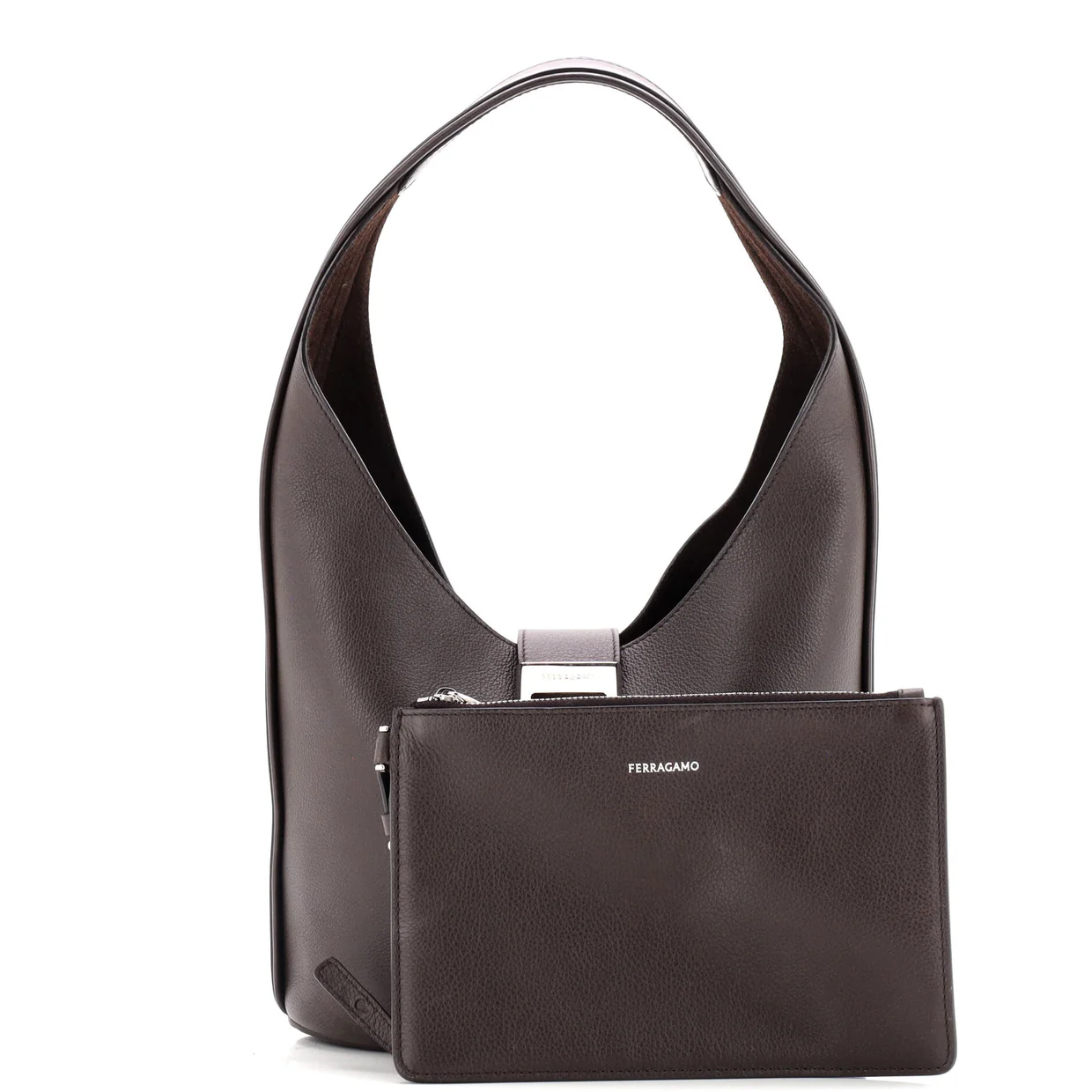 Gancini Buckle Hobo Leather Medium - Deep Luxury