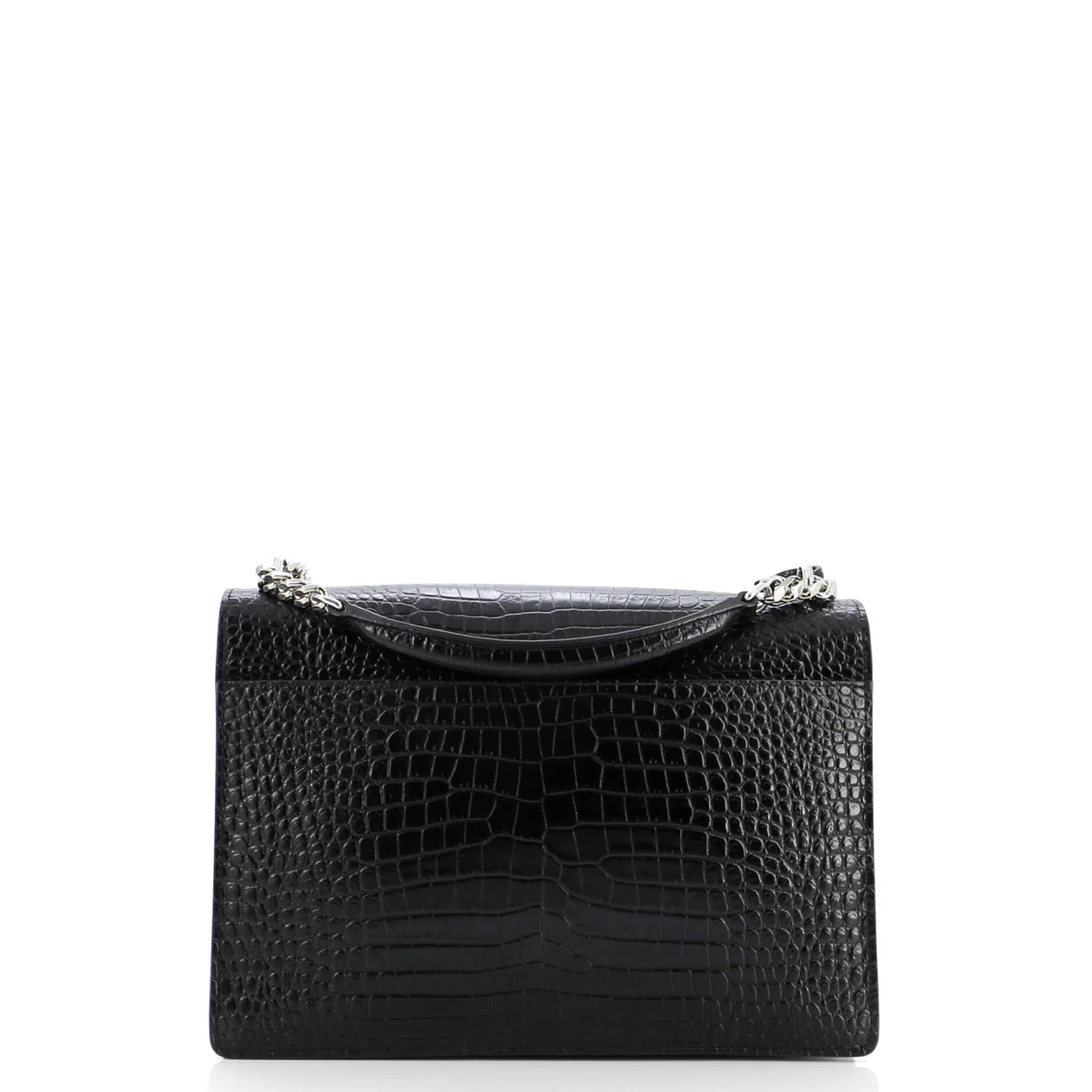 Sunset Crossbody Bag Crocodile Embossed Leather Large - Deep Luxury