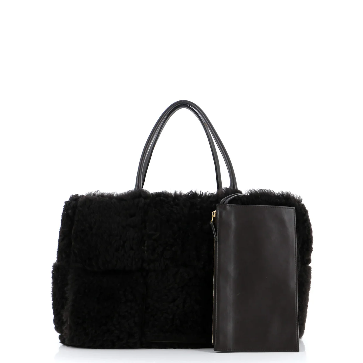 Arco Tote Intrecciato Shearling Small - Deep Luxury