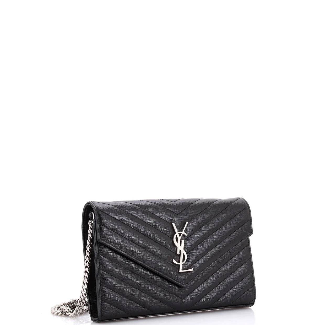 Classic Monogram Wallet on Chain Matelasse Chevron Leather Medium - Deep Luxury
