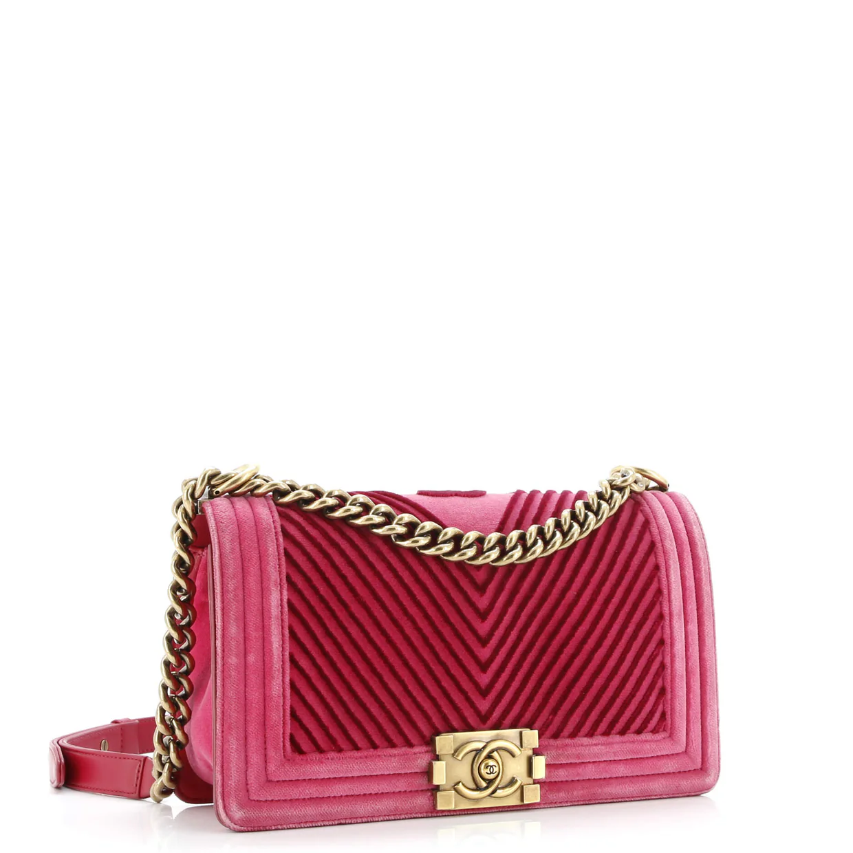 Boy Flap Bag Chevron Velvet Old Medium - Deep Luxury