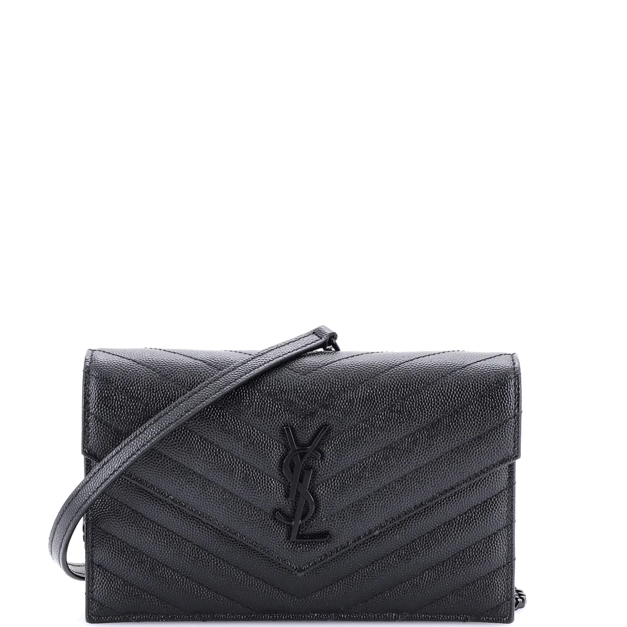 Classic Monogram Wallet on Chain Matelasse Chevron Leather Small - Deep Luxury